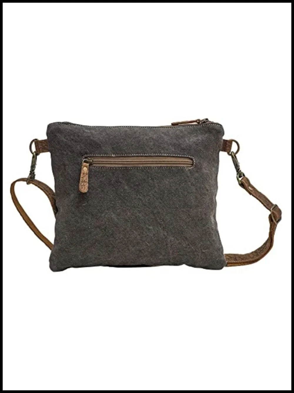 Cow Print Canvas Shoulder Bag with Leather Strap